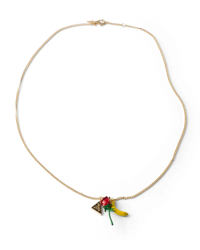 Prada Halskette Aus Emailliertem Metall, Damen, Gold/mehrfarbig Gold