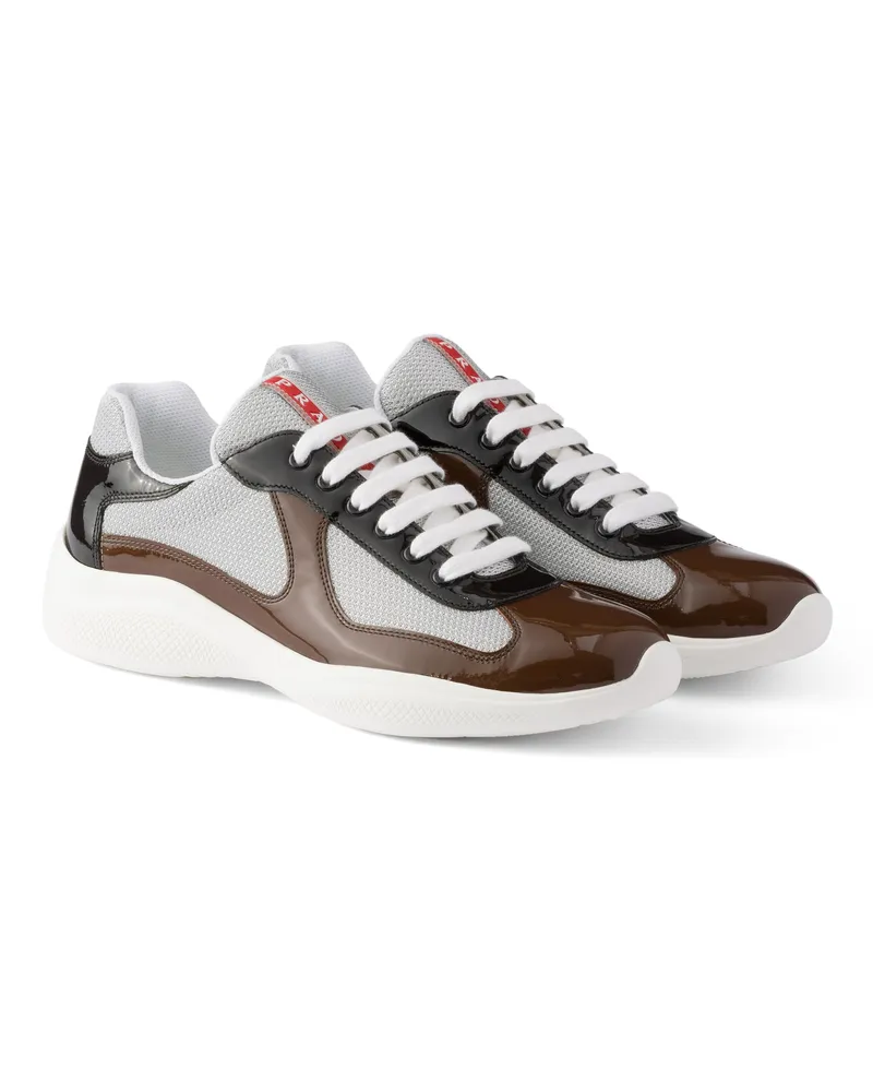 Prada America’s Cup Sneaker Aus Lackleder Und Funktionsgewebe, Herren, Palisander/ebenholz, Größe 14 Palisander
