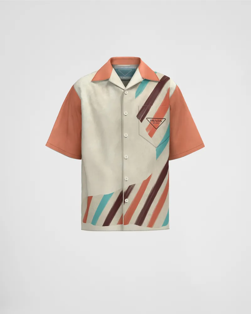 Prada Timecapsule-Hemd aus bedruckter Baumwolle Sand