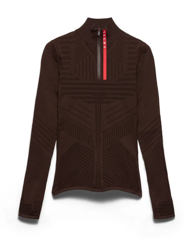 Prada Rollkragenpullover Aus Re-nylon, Damen, Kakaobraun, Größe Kakaobraun