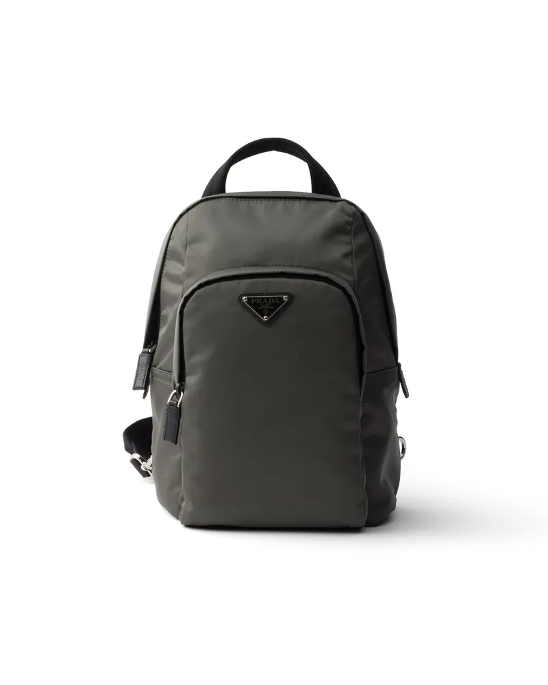 Prada Rucksack Aus Re-nylon Und Saffiano-leder, Herren, Waldgrün Waldgrün