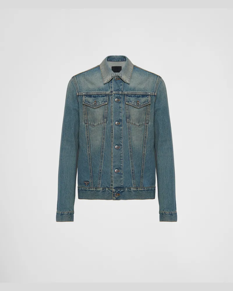 Prada Blousonjacke aus Denim Hellblau