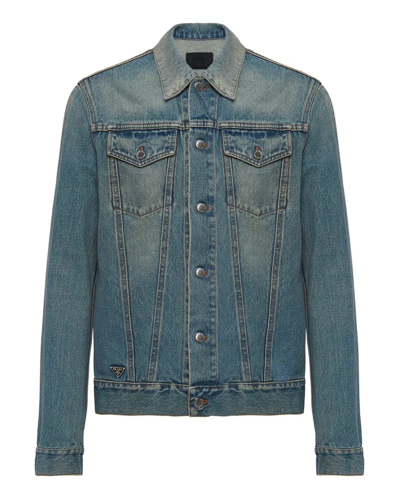 Prada Blousonjacke Aus Denim, Herren, Hellblau, Größe Hellblau