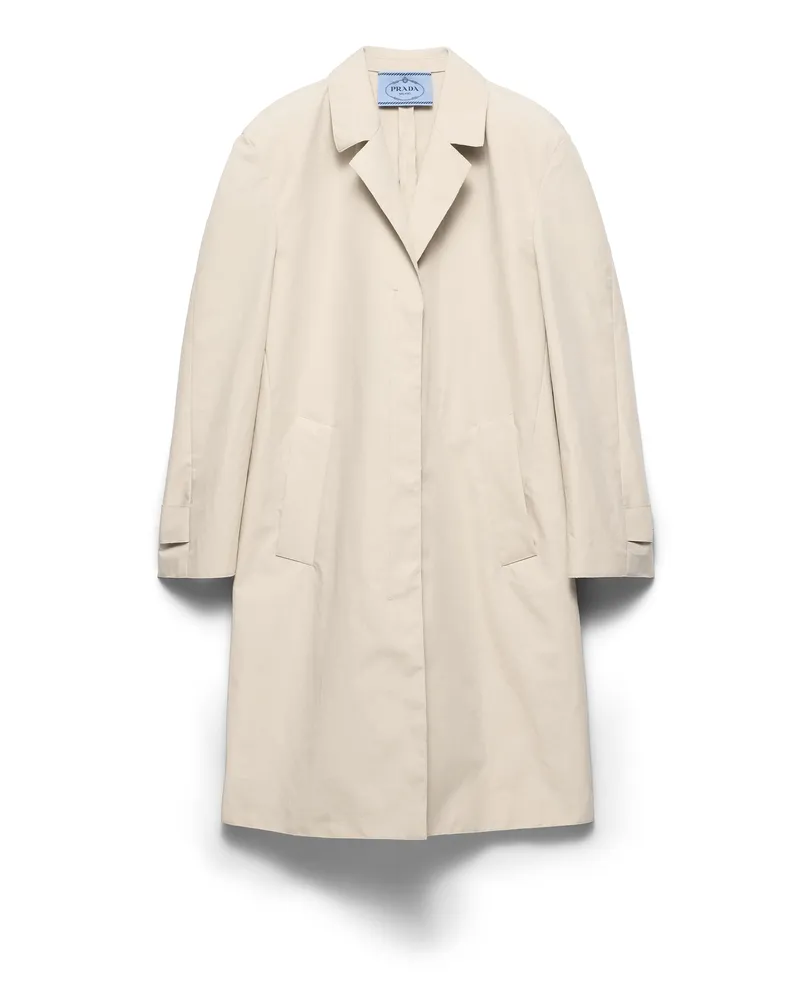 Prada Einreihiger Mantel Aus Doppel-popeline, Damen, Kalkstein, Größe Kalkstein