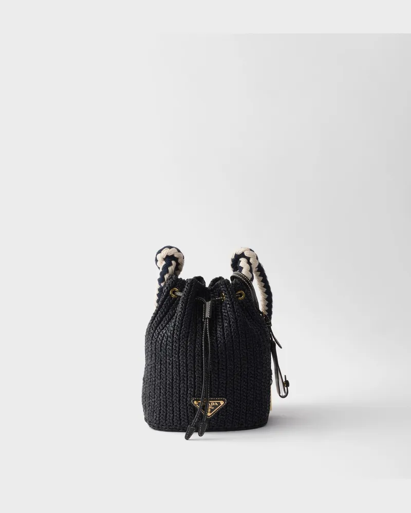 Prada Gehäkelte Mini-Bucket-Bag Schwarz