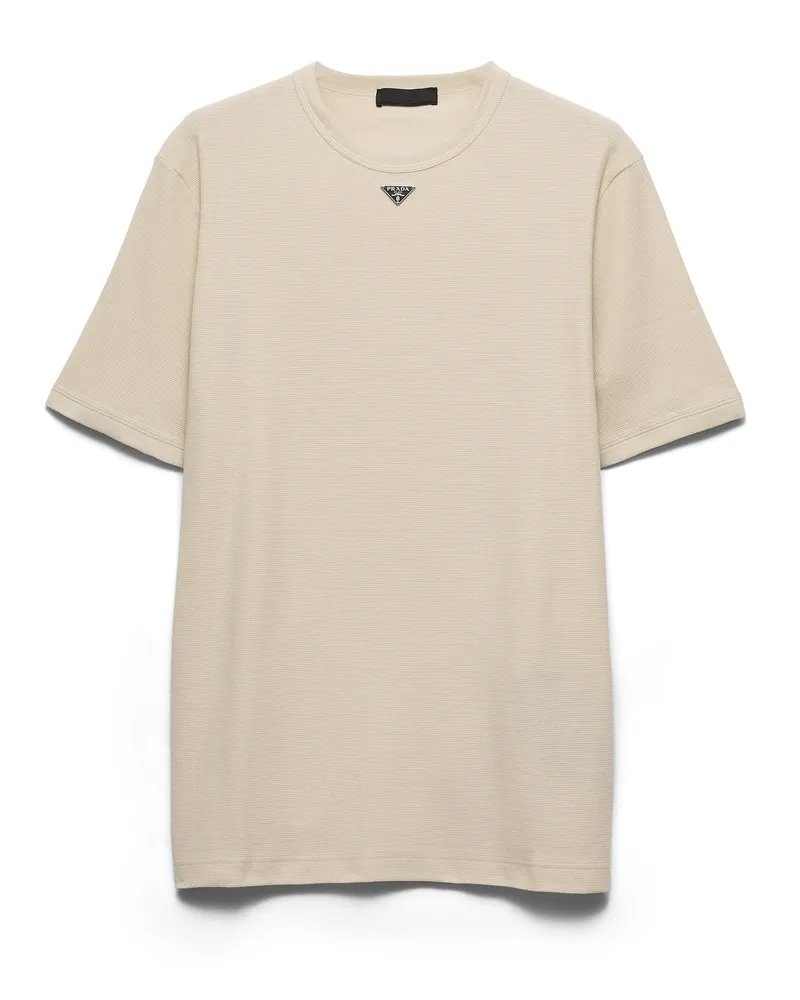 Prada T-shirt Aus Baumwolle, Herren, Kalkstein, Größe Kalkstein