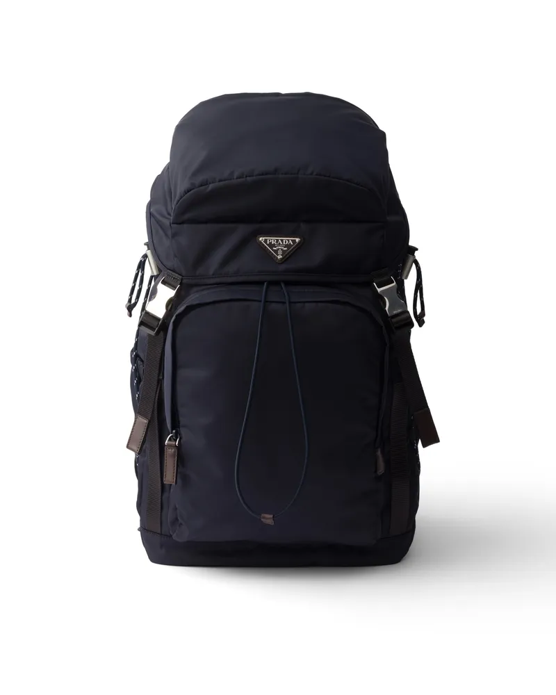 Prada Speedrock Rucksack Aus Re-nylon Und Leder, Herren, Blau Blau