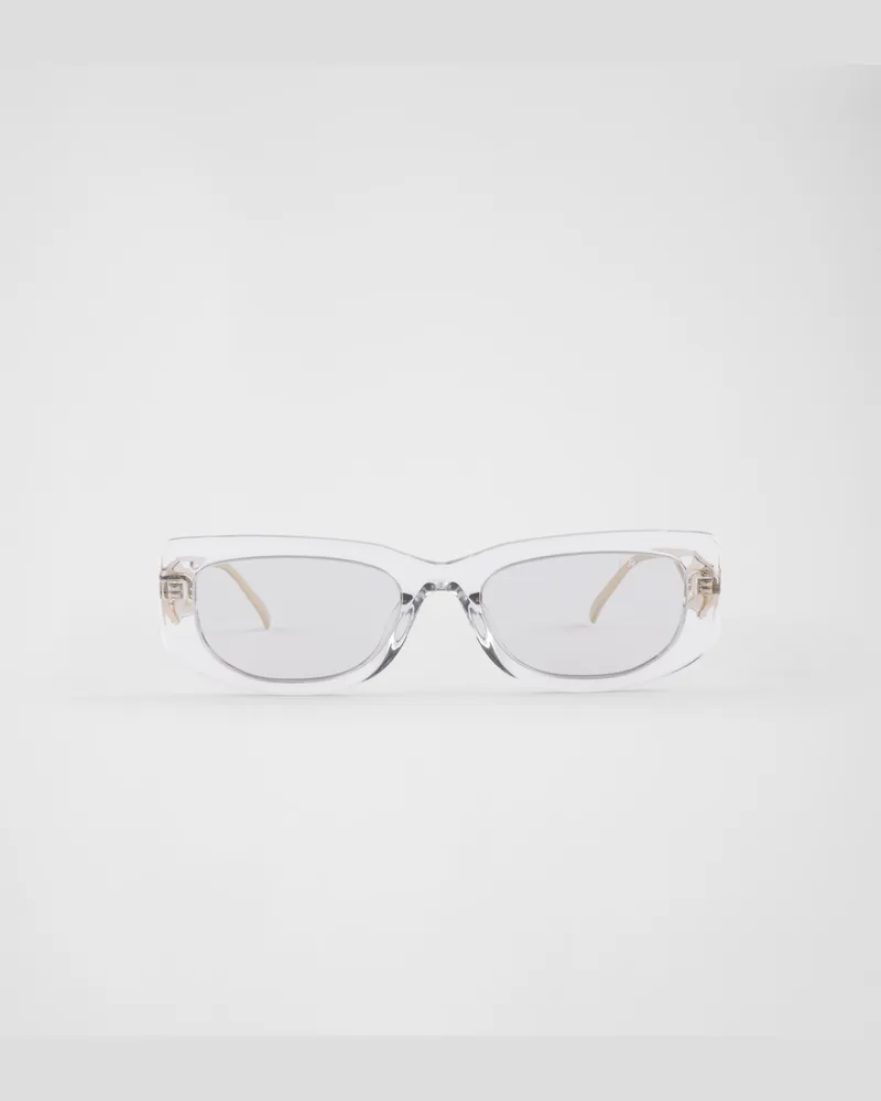 Prada Sonnenbrille mit Triangolo-Logo Hellgraue