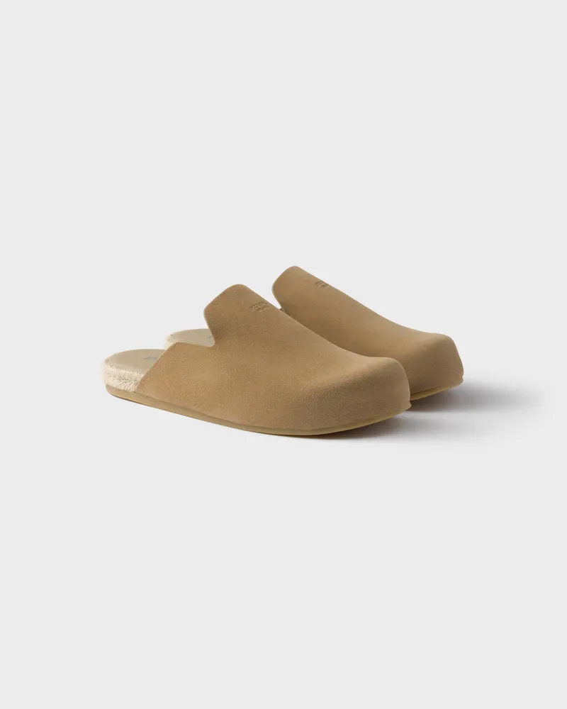 Prada Mules aus Wildleder Ecru