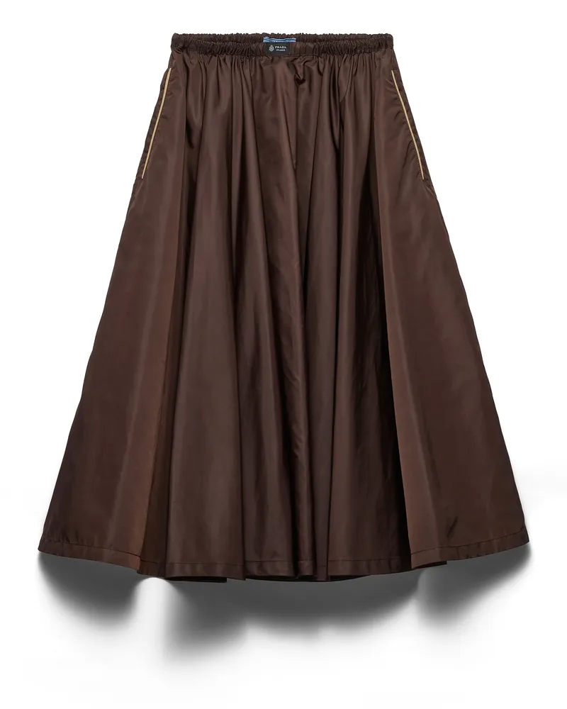 Prada Leichter, Geraffter Rock Aus Re-nylon, Damen, Ebenholz, Größe Ebenholz