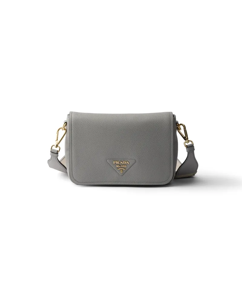 Prada Schultertasche Aus Leder, Damen, Granitgrau Granitgrau