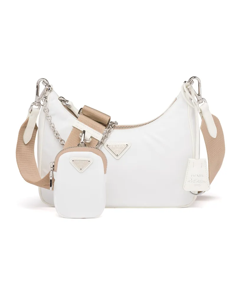 Prada Re-edition 2005 Tasche Aus Re-nylon, Damen, Weiss Weiss