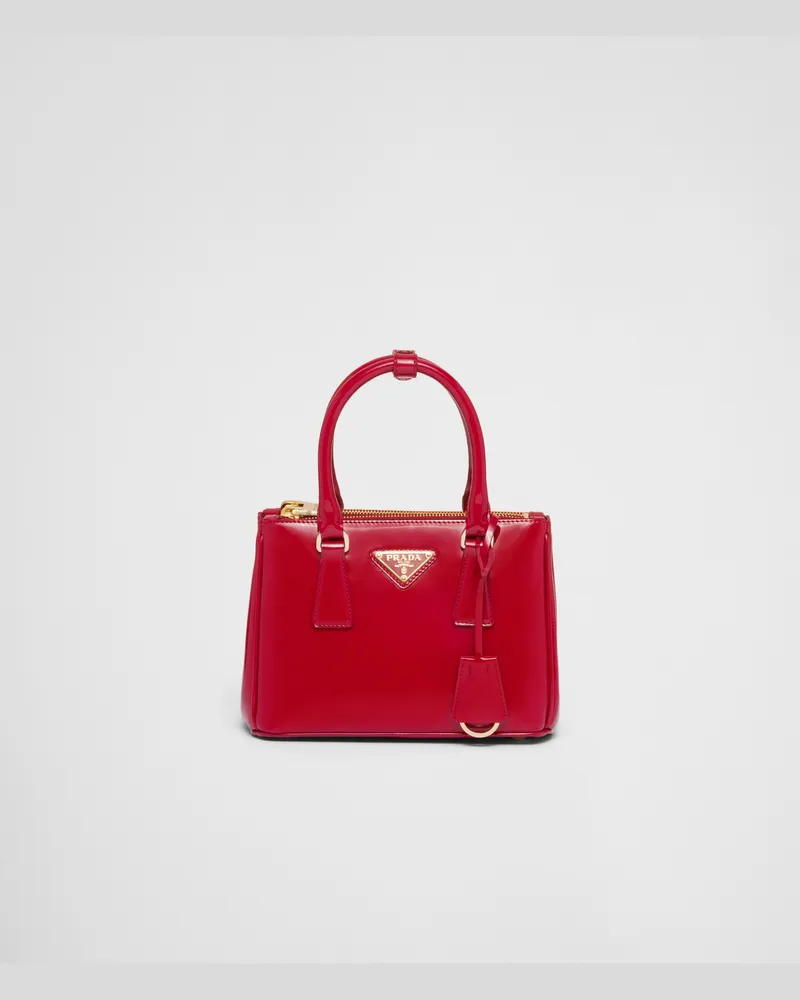Prada Galleria Mini Bag aus Lackleder Kirschrot