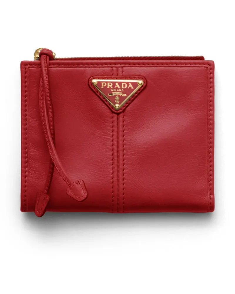 Prada Kleine Geldbörse Aus Leder, Damen, Rot Rot