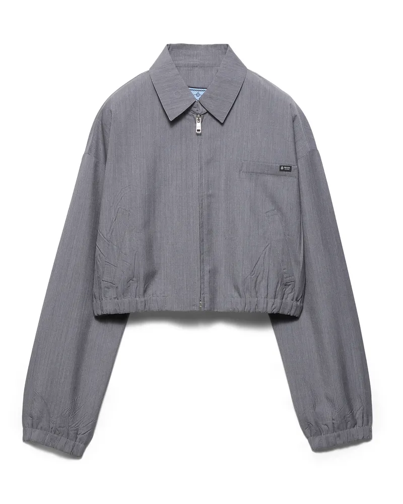 Prada Blousonjacke Aus Leichtem Mohair, Damen, Grau, Größe Grau