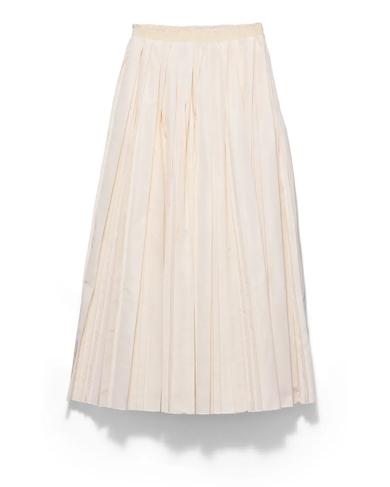 Prada Langer Faltenrock Aus Faille, Damen, Weiss, Größe Weiss