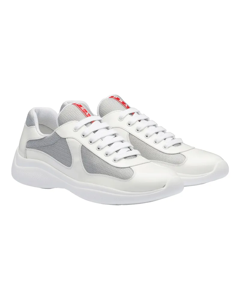 Prada America’s Cup Sneaker Aus Lackleder Und Funktionsgewebe, Herren, Weiss/silber, Größe 11 Weiss