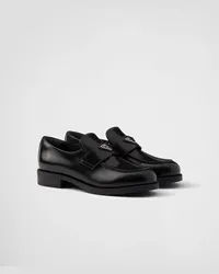 Prada Loafer aus gebürstetem Leder Schwarz