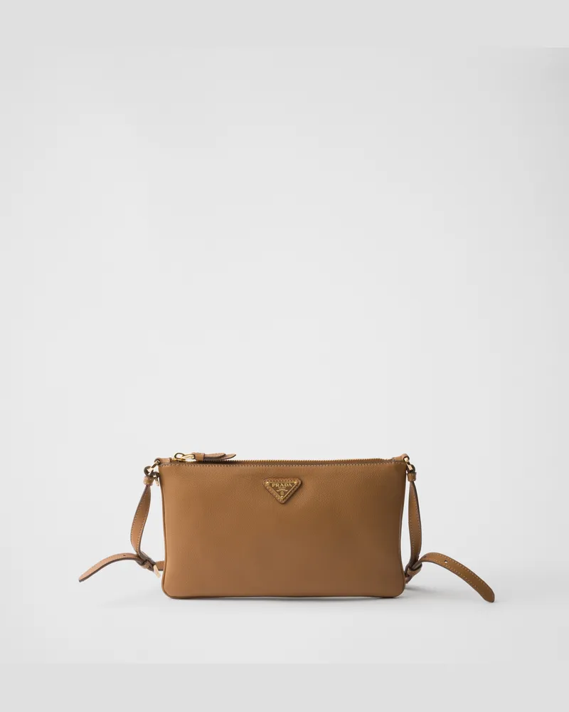 Prada Pouch aus Leder Karamell