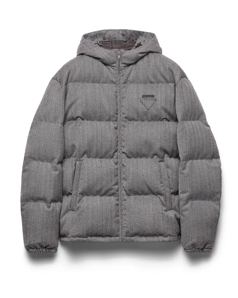 Prada Daunenjacke Aus Mittelschwerer Wolle, Herren, Grau, Größe Grau
