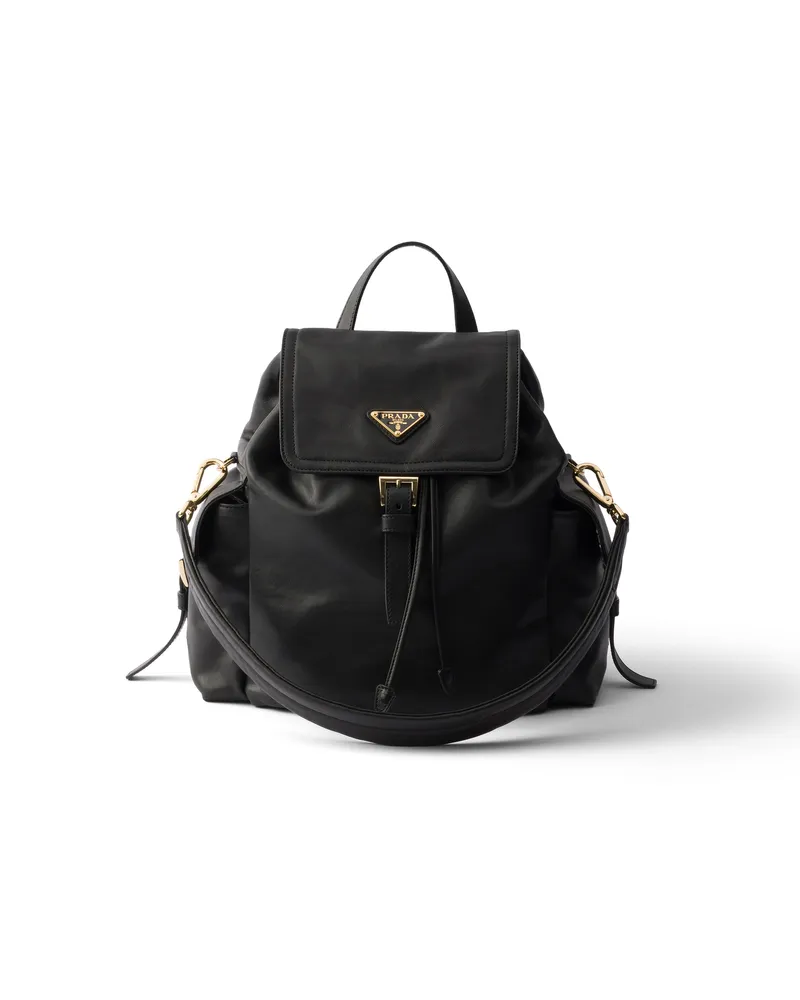 Prada Explore Rucksack Aus Nappa-leder In Mittlerer Größe, Damen, Schwarz Schwarz