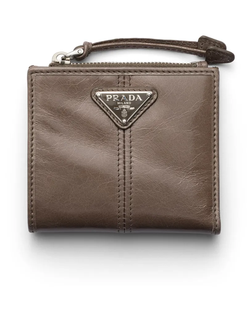 Prada Kleine Geldbörse Aus Leder, Herren, Lehmgrau Lehmgrau