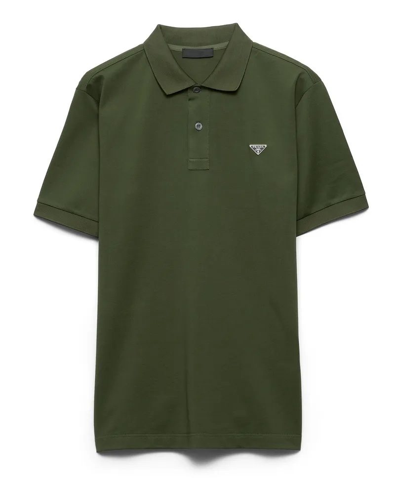 Prada Poloshirt Aus Piqué, Herren, Militärgrün, Größe Militärgrün