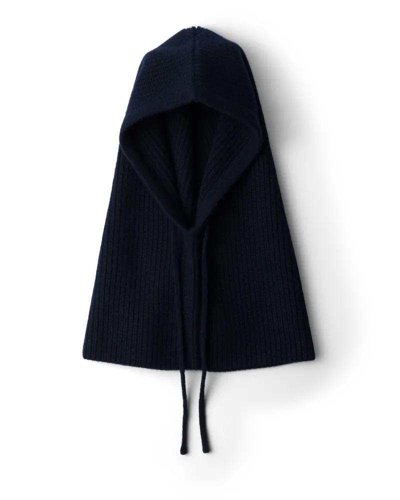 Prada Strickkapuze Aus Wolle Und Kaschmir, Damen, Blau Blau
