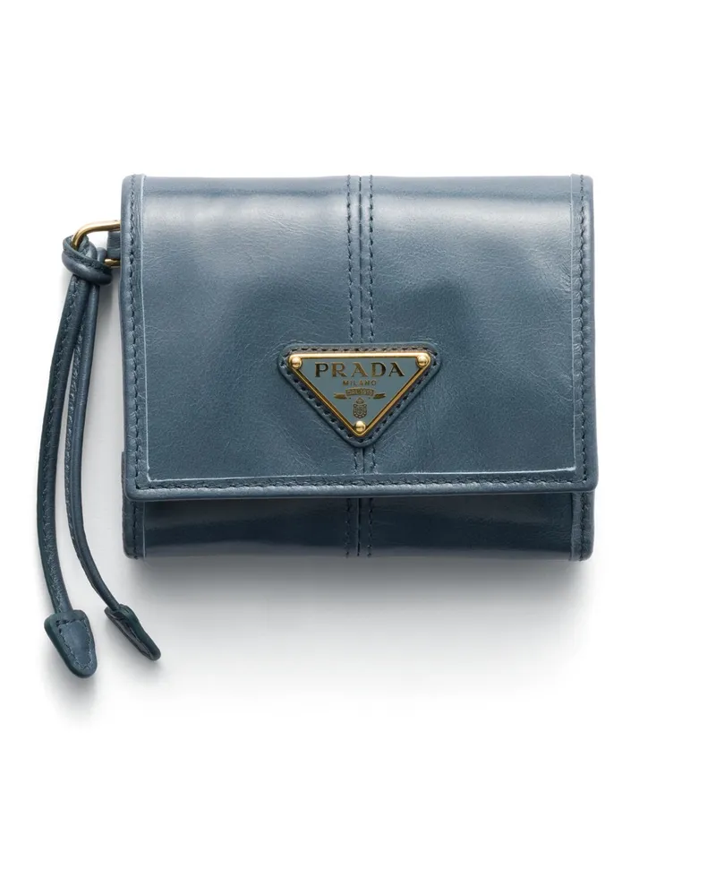 Prada Kleine Geldbörse Aus Leder, Damen, Fliegerblau Fliegerblau