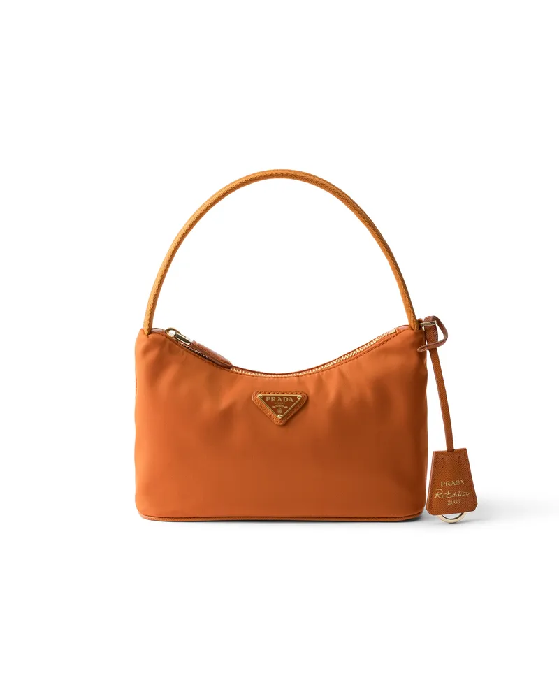 Prada Re-edition 2008 Mini Bag Aus Re-nylon, Damen, Papaya Papaya