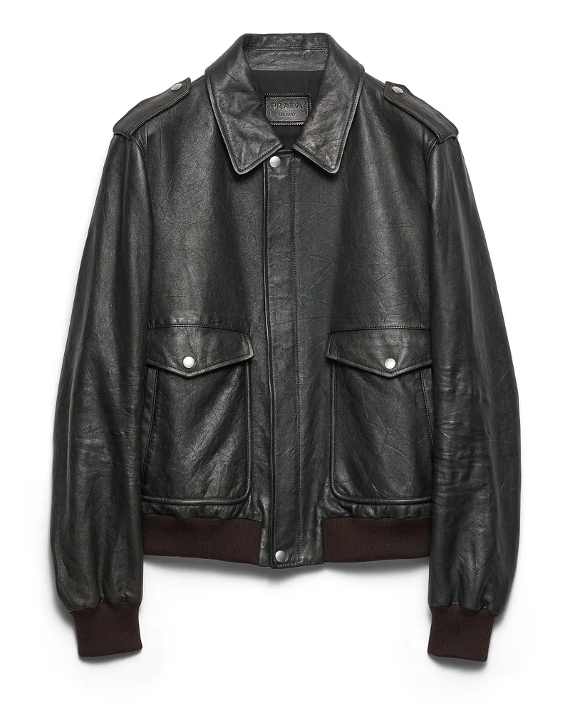 Prada Jacke Aus Nappa-leder, Herren, Schwarz, Größe Schwarz