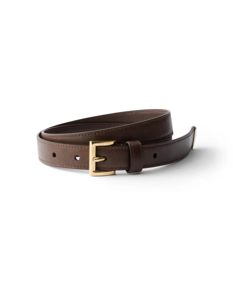 Prada Gürtel Aus Leder, Damen, Kakaobraun, Größe Kakaobraun