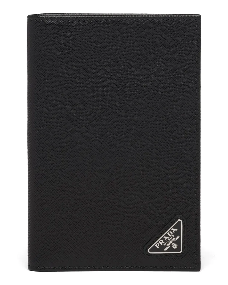Prada Reisepassetui Aus Saffiano-leder, Herren, Schwarz Schwarz