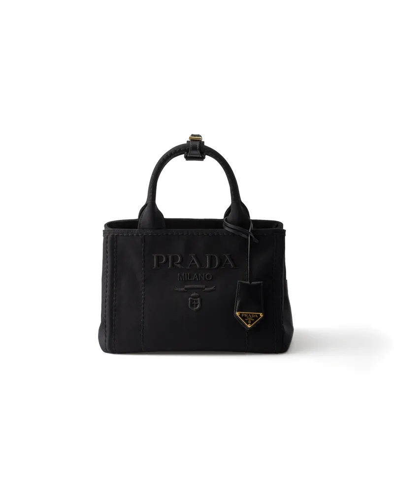 Prada Jardinière Kleine Handtasche Aus Baumwoll-canvas, Damen, Schwarz Schwarz