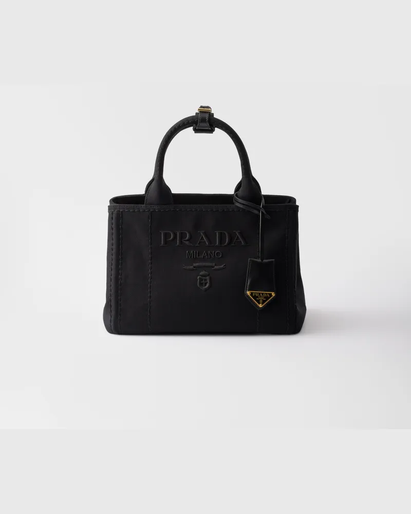 Prada Jardinière Kleine Handtasche aus Baumwoll-Canvas Schwarz