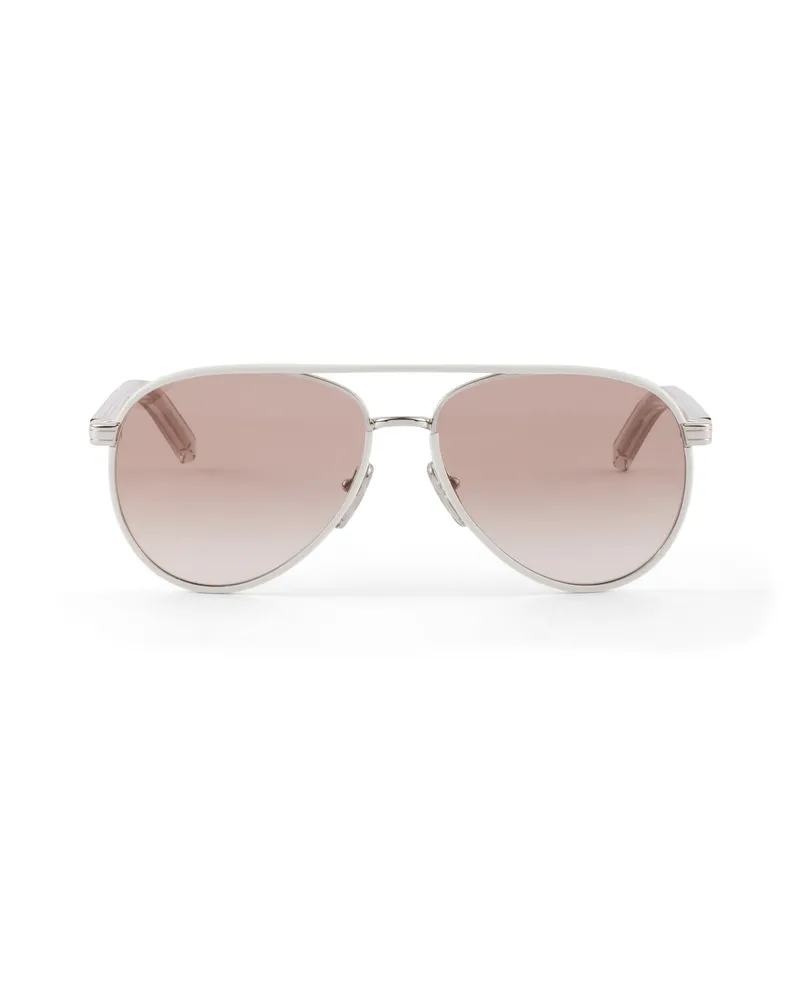 Prada Sonnenbrille Mit Der Ikonischen Metallplakette, Damen, Gläser In Kaffeebraun Gläser