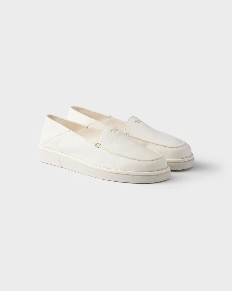 Prada Slip-ons aus Leder Elfenbein