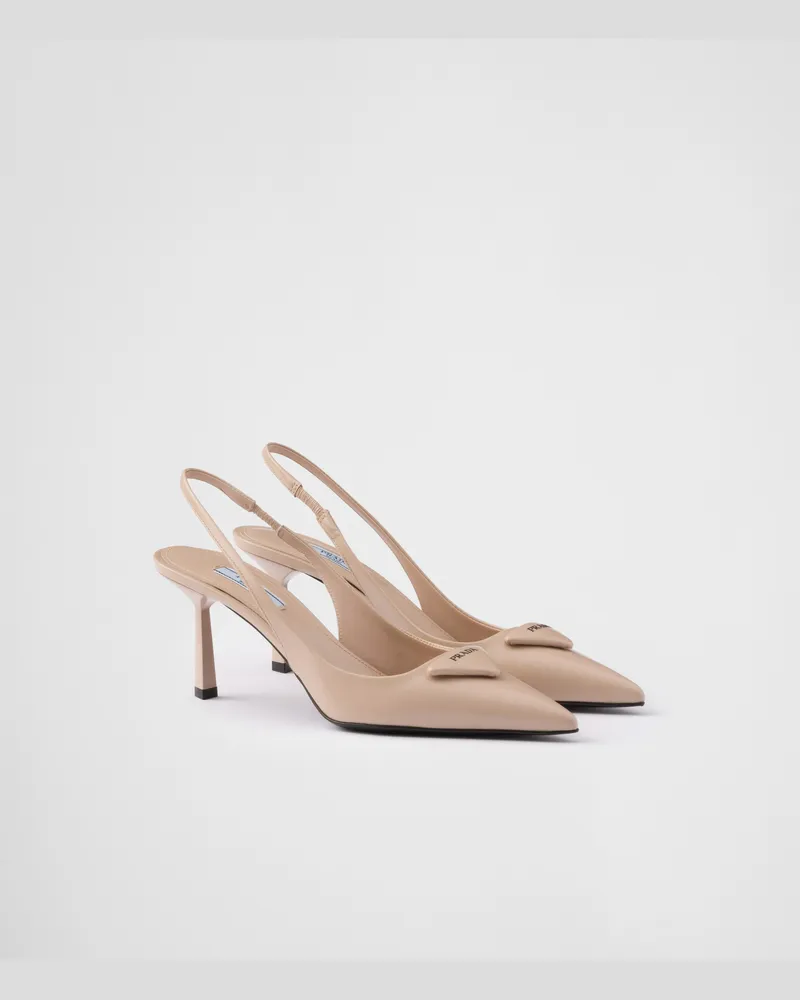 Prada Slingback-Pumps aus gebürstetem Leder Puderrosa