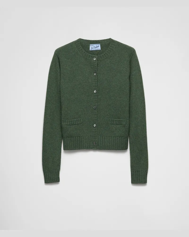 Prada Strickjacke aus Re-Kaschmir Lodengrün