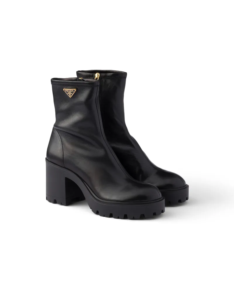 Prada Stiefeletten Aus Stretch-nappaleder, Damen, Schwarz, Größe Schwarz