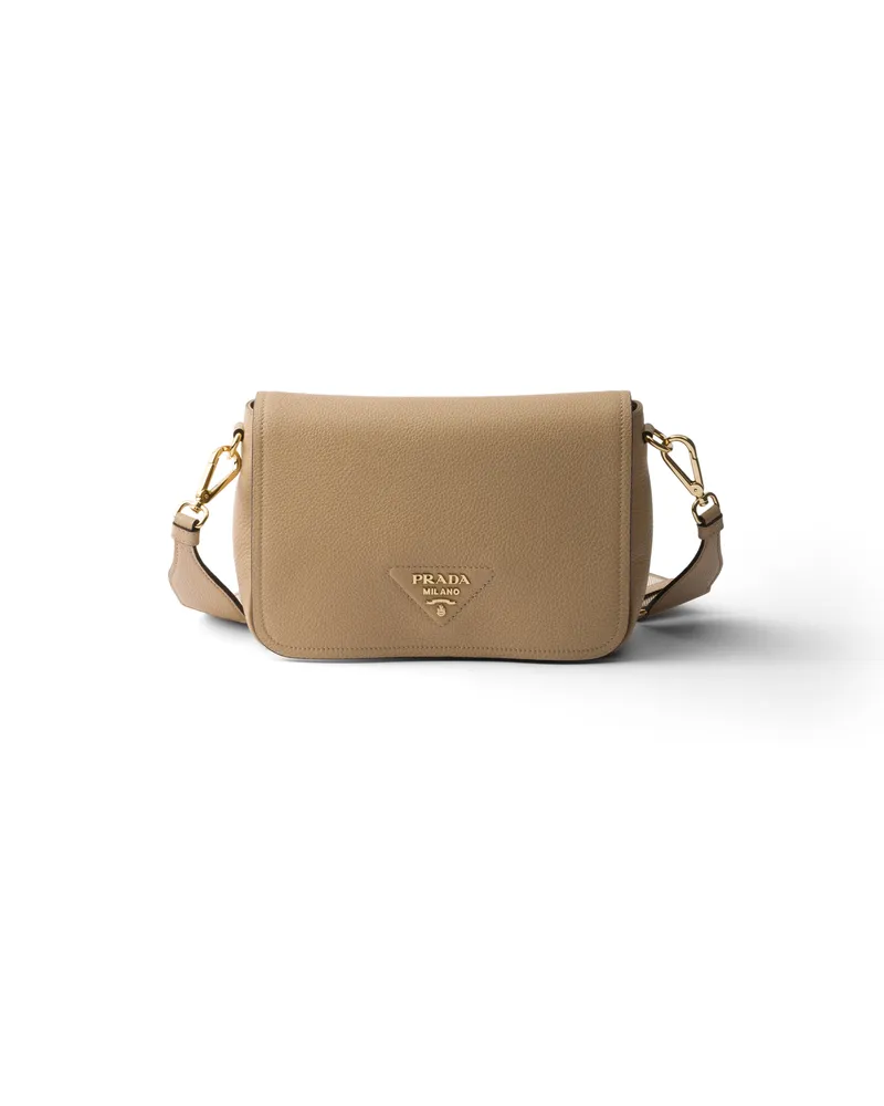 Prada Schultertasche Aus Leder, Damen, Beige Sable Beige