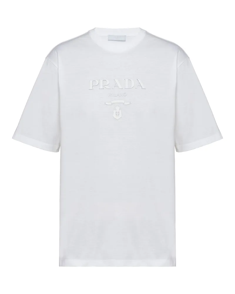 Prada T-shirt Aus Baumwolle, Herren, Weiss, Größe Weiss