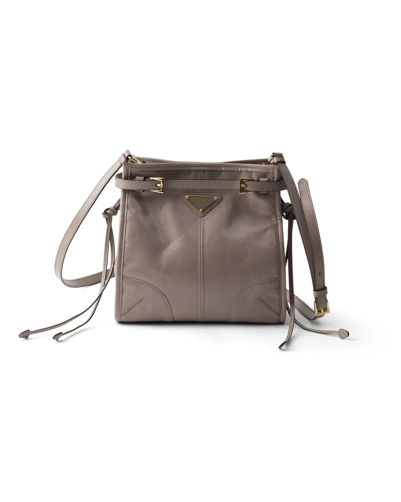 Prada Bonnie Mini-schultertasche Aus Leder, Damen, Zinngrau Zinngrau