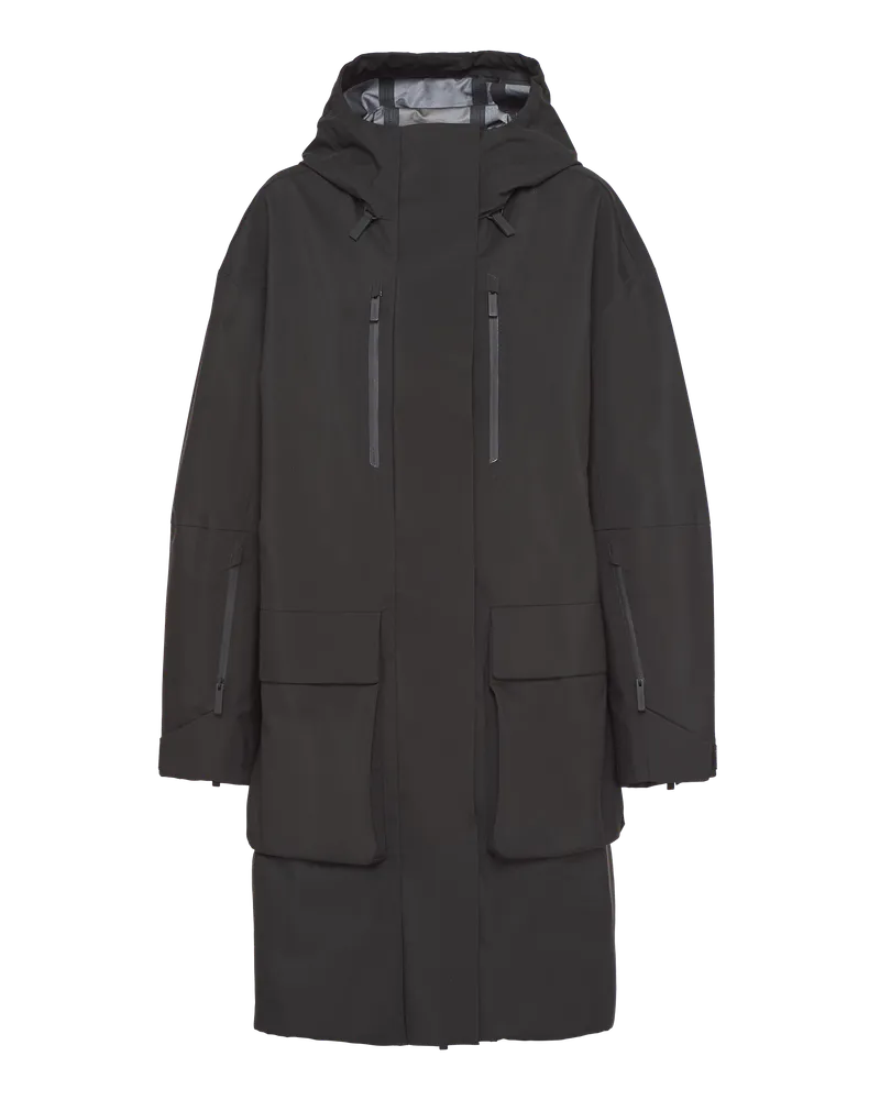 Prada Regenmantel mit Kapuze aus Extreme-Tex Schwarz