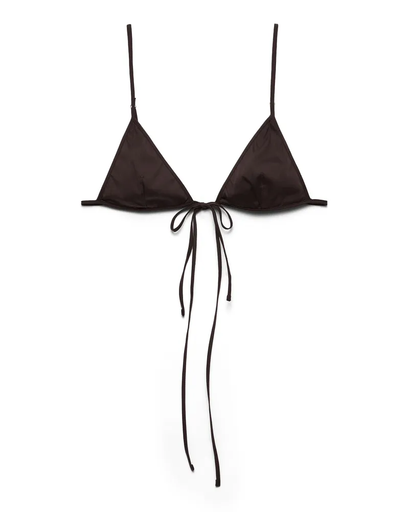 Prada Bh Aus Stretch-popeline, Damen, Ebenholz, Größe 4 Ebenholz