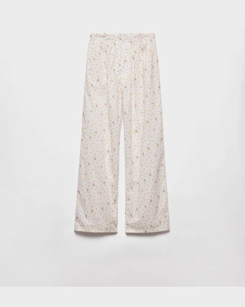 Prada Hose aus Baumwoll-Batist mit floralem Print Weiss