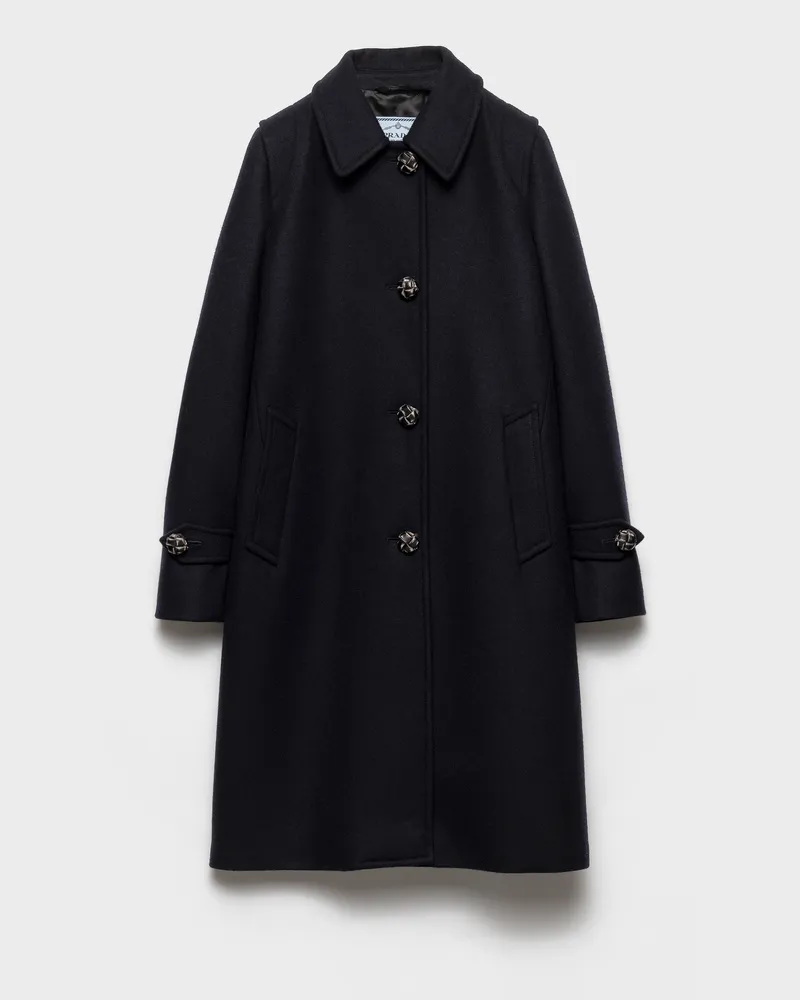 Prada Einreihiger Dufflecoat aus Doppel-Loden Blau