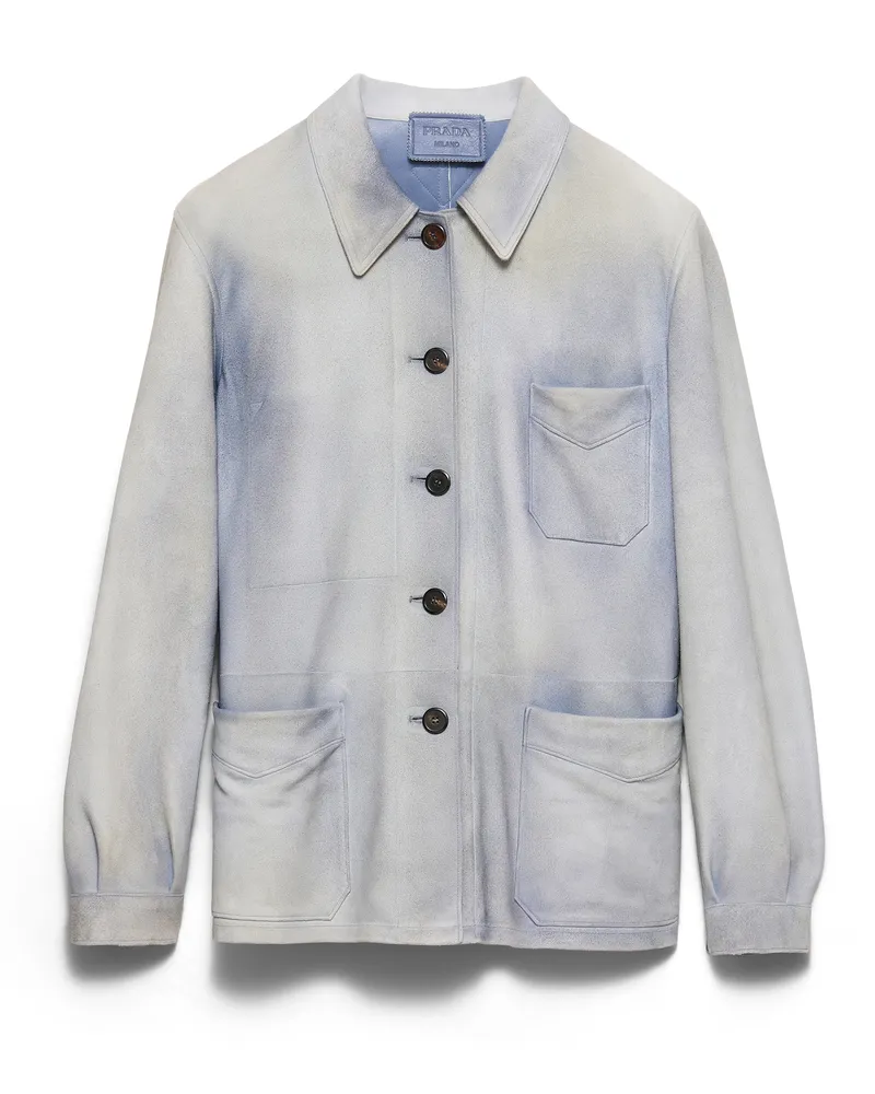 Prada Cabanjacke Aus Wildleder, Damen, Himmelblau, Größe Himmelblau