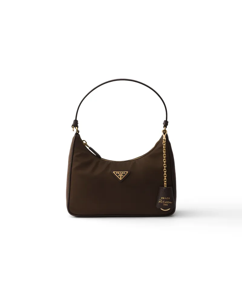 Prada Re-edition 2005 Mini Bag Aus Re-nylon , Damen, Warmes Braun Warmes