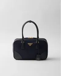 Prada Re-Edition 1978 Medium Tasche mit zwei Griffen aus Re-Nylon und Saffiano-Leder Blau